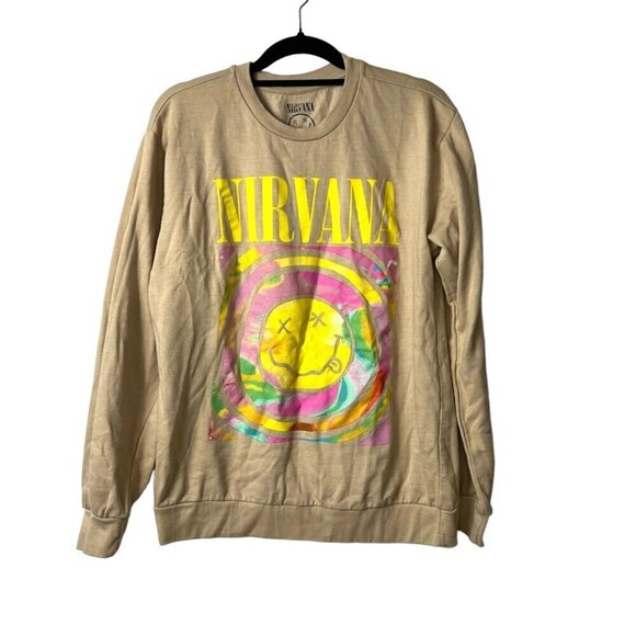 Nirvana smile print‎ sweatshirt women’s size large - Picture 1 of 7